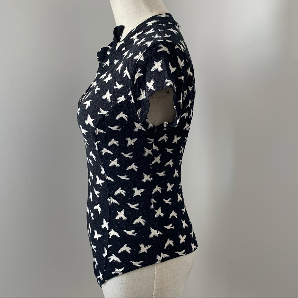 Free People Billie Bird Black & White Bodysuit w/ Keyhole Neck & Back - Picture 8 of 13